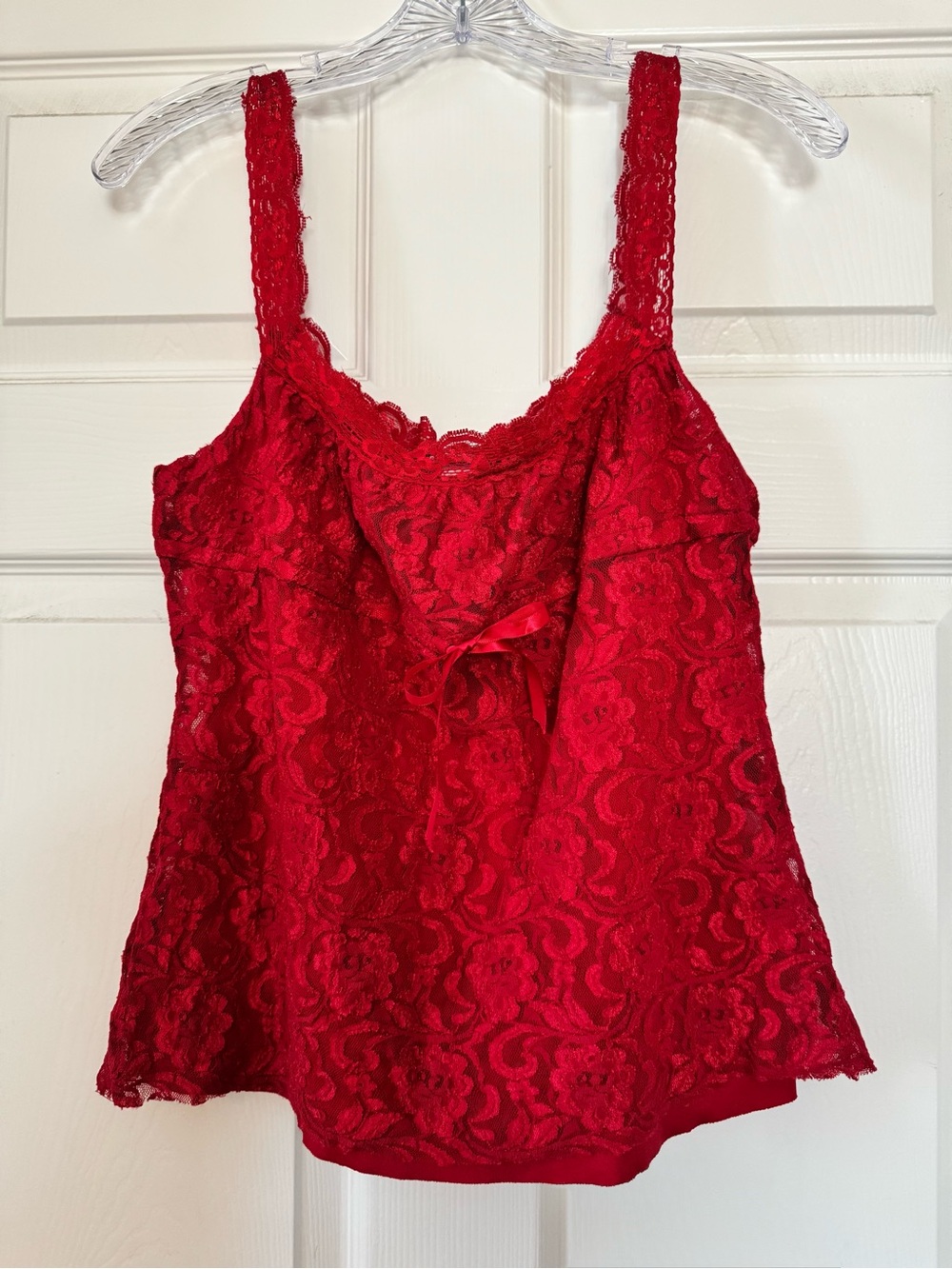 Anxiety Red Lace Camisole Babydoll Top Size Large